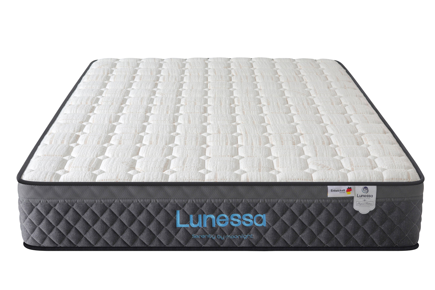 Orthopädische Luxus-Hybridmatratze für Rückenschläfer & Paare – Lunessa Sapphire mit 800 Taschenfedern & Kupferbezug