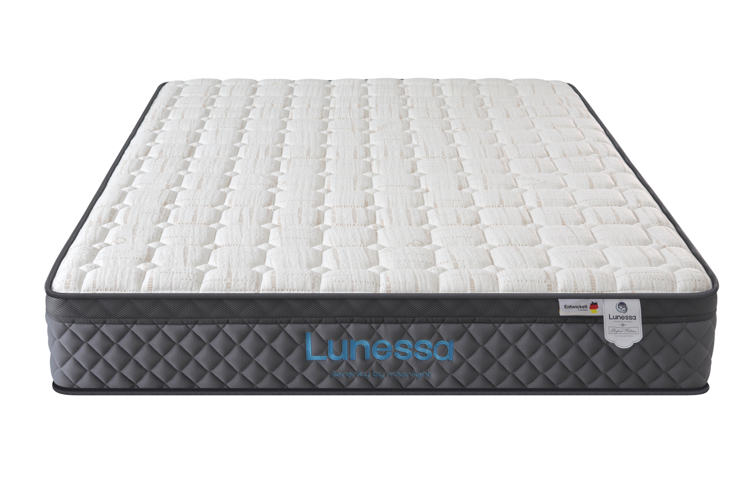 Orthopädische Luxus-Hybridmatratze für Rückenschläfer & Paare – Lunessa Sapphire mit 800 Taschenfedern & Kupferbezug