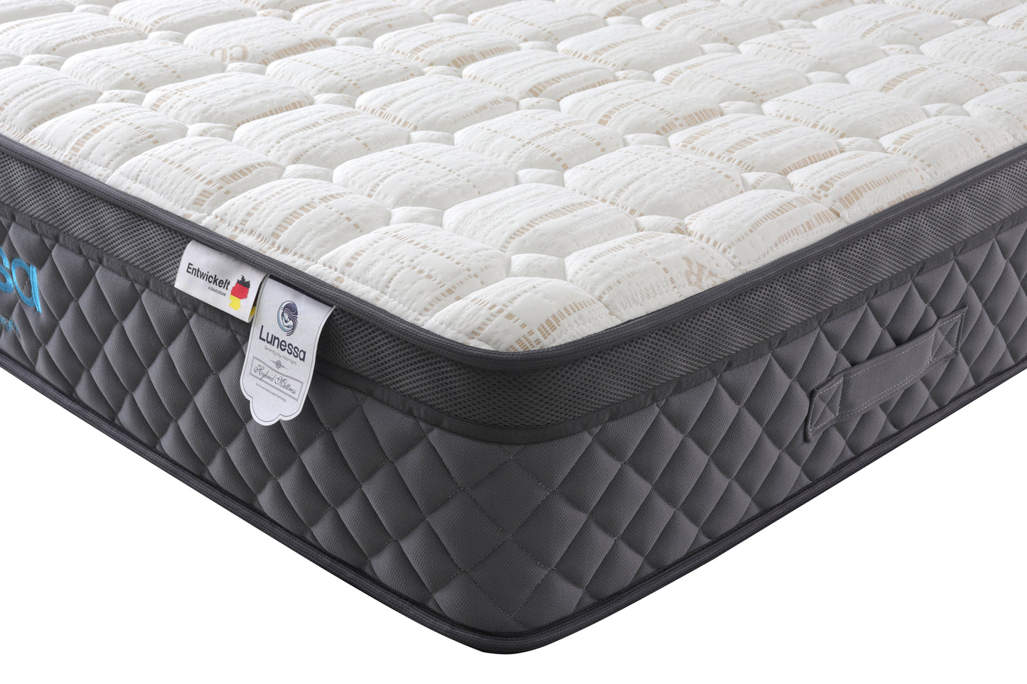 Orthopädische Luxus-Hybridmatratze für Rückenschläfer & Paare – Lunessa Sapphire mit 800 Taschenfedern & Kupferbezug
