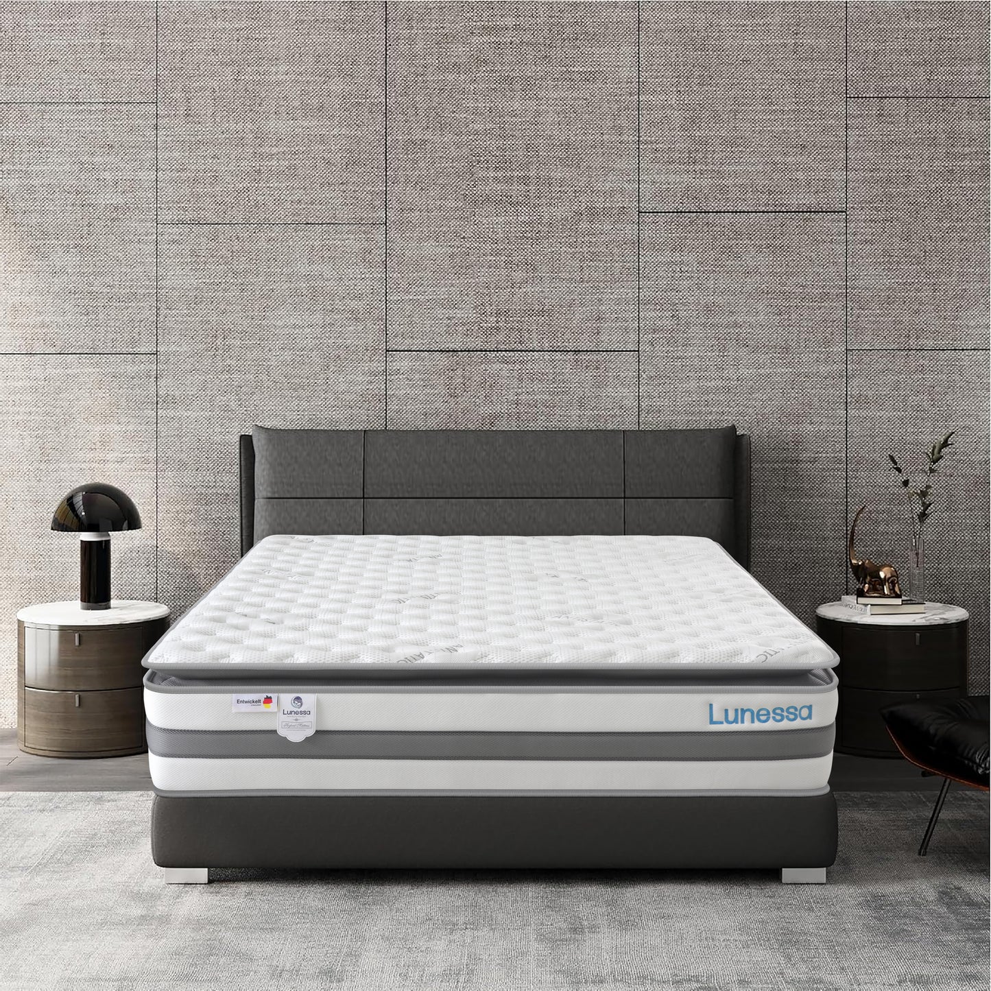 Lunessa Zenith – Premium Hybridmatratze mit Gel-Memory, Pillow-Top & AntiStress-Effekt